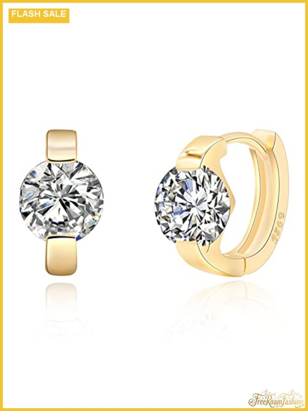 Tiny Huggie Hoop Earrings for Women 14k Gold Plated 925 Sterling Silver CZ